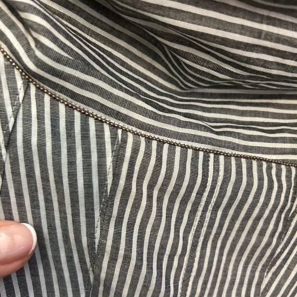 Brunello Cucinelli striped cotton top with neck bow - Picture 3 of 5